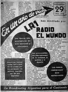Una publicidad de revista en celebracion al primer aniversario de Radio El Mundo.